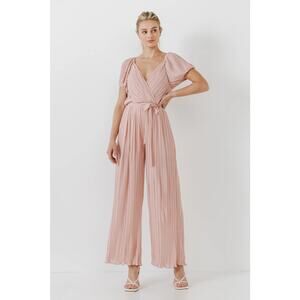 Endless Rose Pink Feminine Pleated Jumpsuit Sz XS Wedding Guest Formal